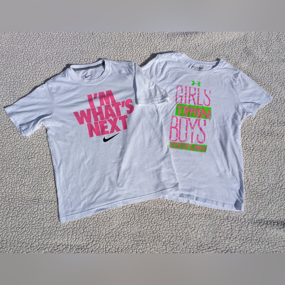 2 Youth Size Shirts: 1 Nike, 1 Under Armour